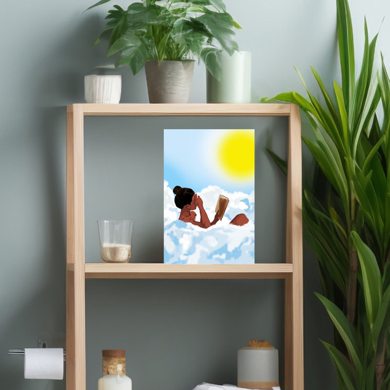 Sunny Cloud Reader Dreamy Peaceful Serene Summer Landscape Wall Art Print by Uma Gokhale - Wrapped Canvas Print