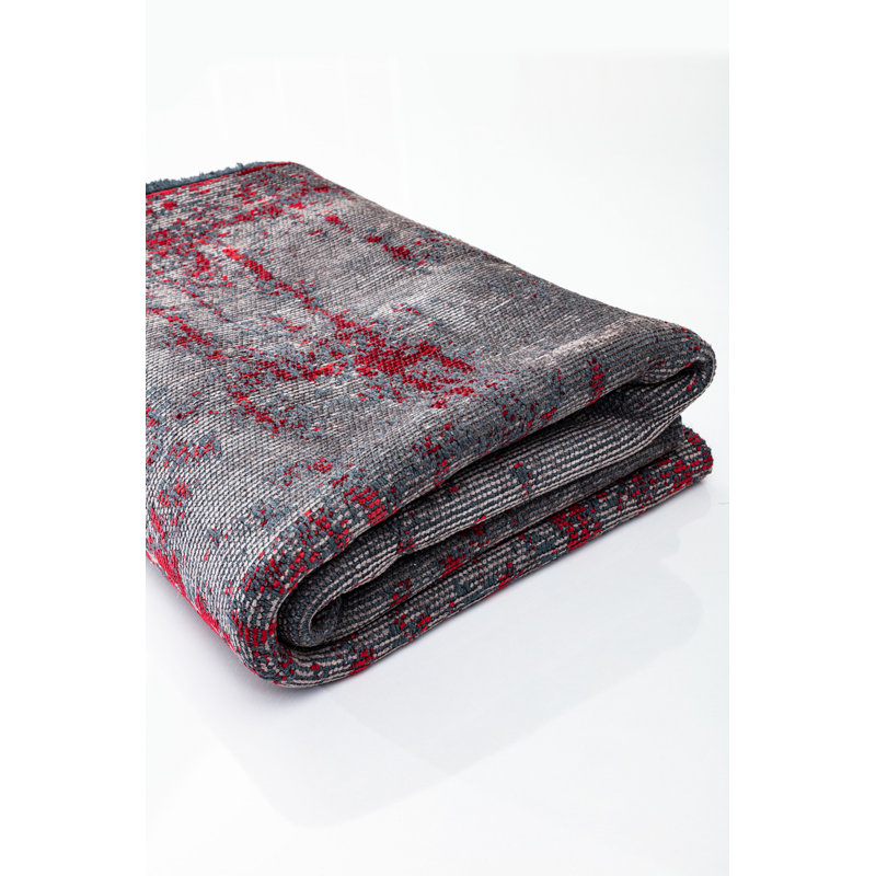 Rapture Gray/Red Luxury Area Rug, Rectangle 7'10" x 11'2"