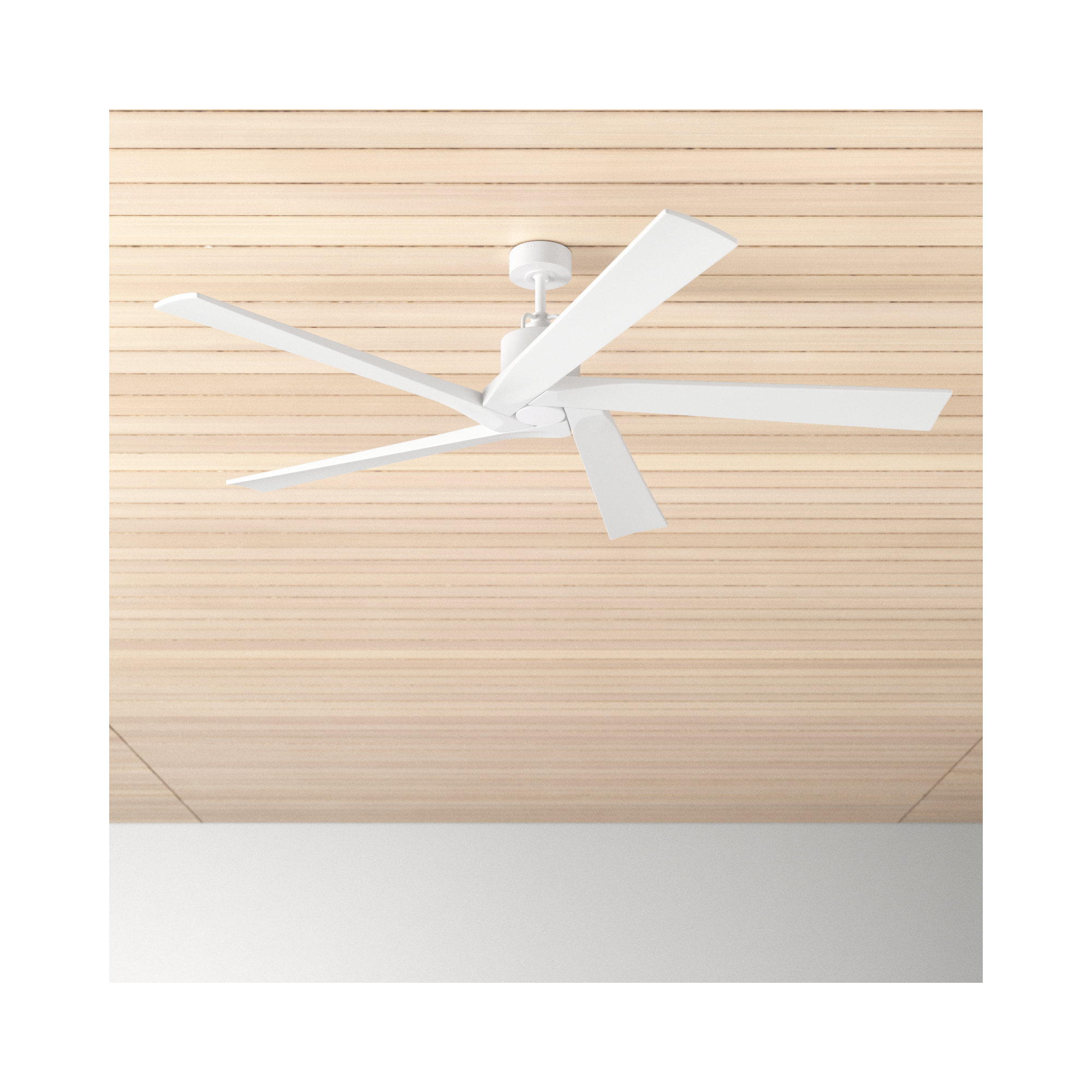 Adalai 70" 5 - Blade Standard Ceiling Fan with Remote Control, Matte White, 70" Wide