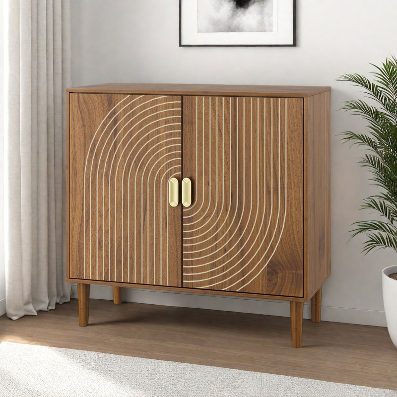 Modern Line Groove Two-Door Storage Cabinet - Waterproof MDF