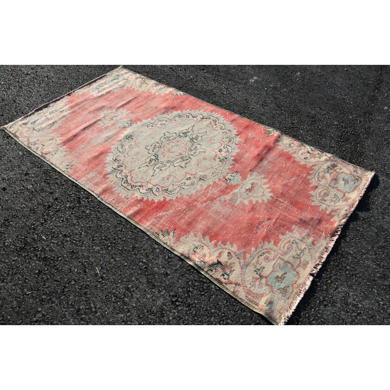 Tapis géométriques, tapis en laine, tapis de chambre rose, tapis 4,1 x 7,8 pi, tapis turc, tapis rétro