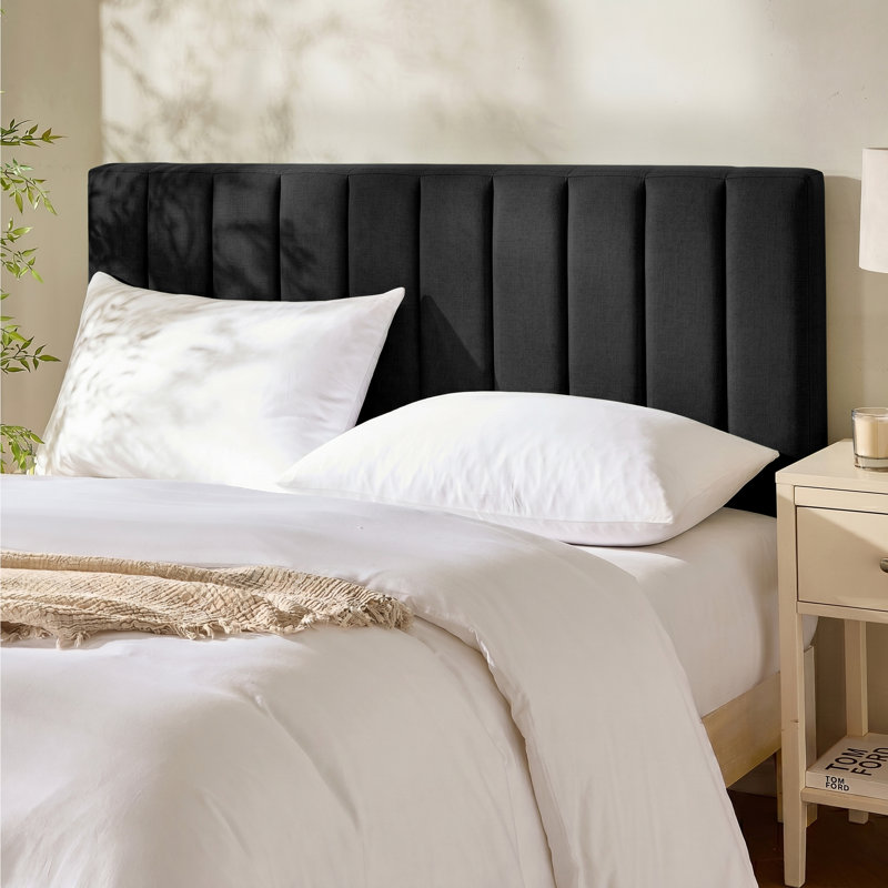Chastelyne Upholstered Easy Assemble Wall Mounted Headboard, King, Black