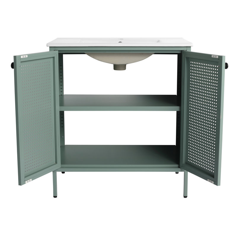 Meuble-lavabo simple avec plateau 30,02 po Yianna, Vert menthe