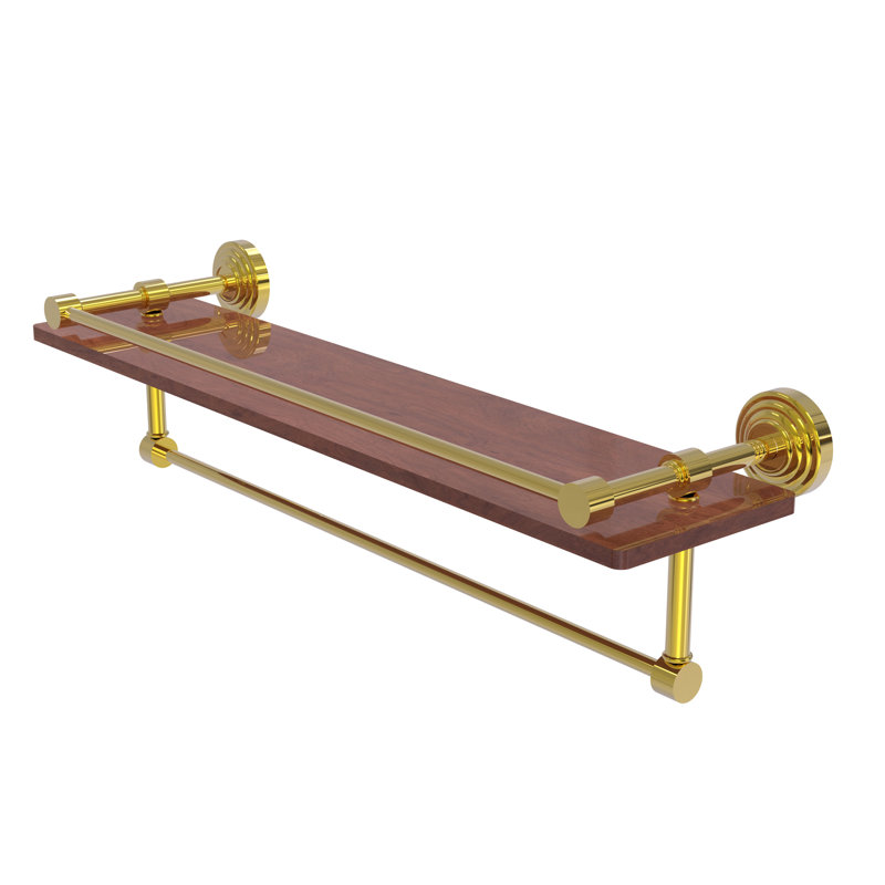 Beresford Bracket Shelf with Towel Bar, Polished Brass, 5" H x 22" W x 5" D