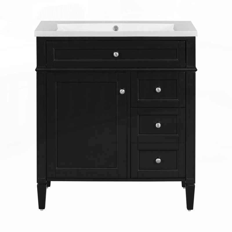 Meuble-lavabo moderne avec rangement abondant et design élégant, Noir / argent