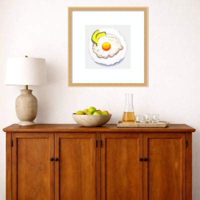 «Huevo Frito Con Aguacate» par Elizabeth C, reproduction d'art encadrée sur bois
