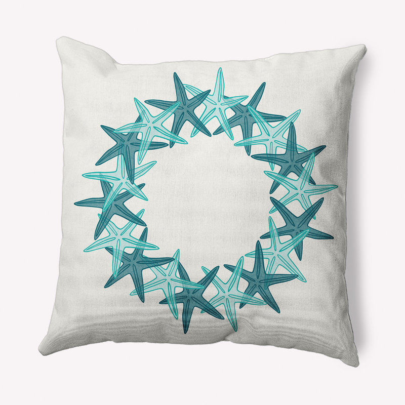 Coussin intérieur / extérieur Coastal Christmas, Bleu, 16 po x 16 po