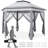13 Ft. W x 11 Ft. D Weather-resistent Iron Patio Gazebo with sidewalls-110916855-110916852