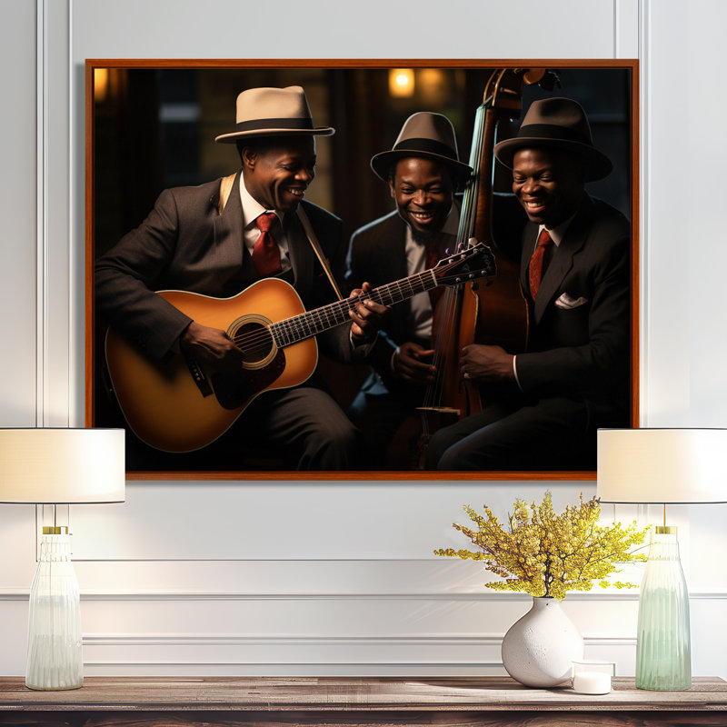 Castiglia - reproduction d'art mural musicien, Toile avec cadre flottant brun, H 30 po x l 40 po x P 1,5 po