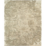 Stilson Hand Knotted Wool Area Rug in Cream