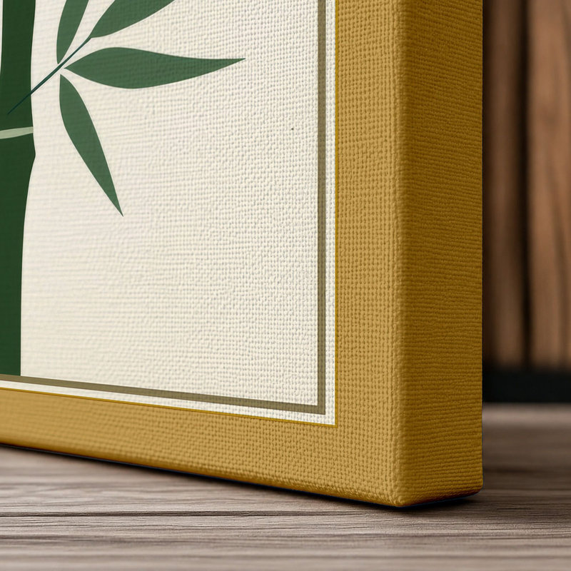 Bamboo Study Japandi - Wrapped Canvas, 18x12 - 45.7 x 30.5 cm, Ochre Border