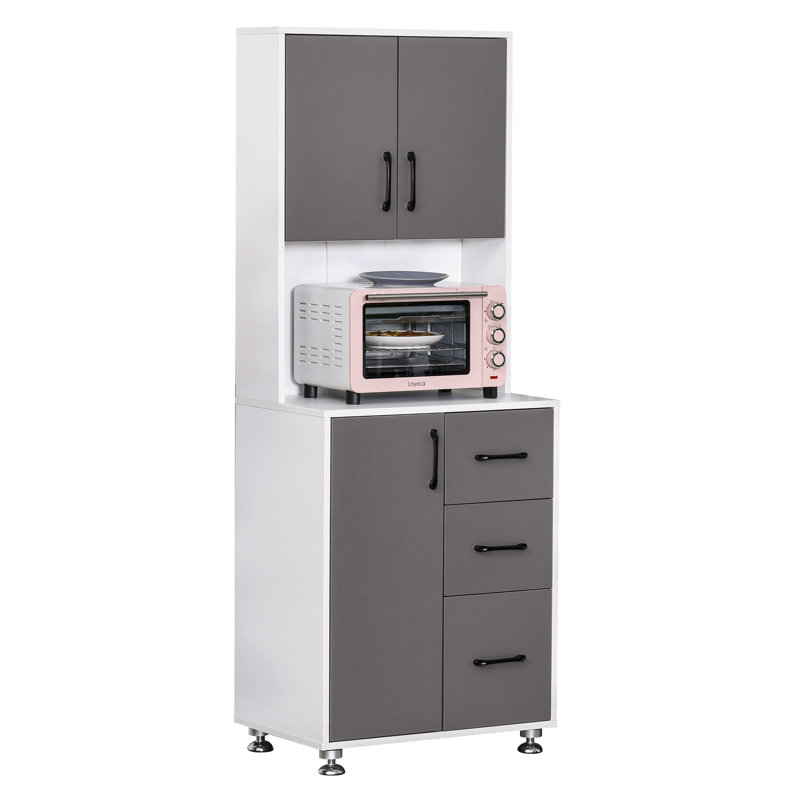 150cm Kitchen Pantry, Grey/White