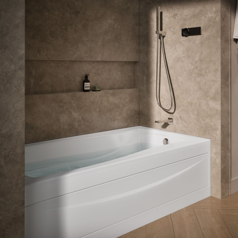 Mariposa 72" x 36" Soaking Bathtub, White, Right