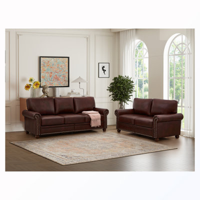 2 Pieces Upholstered Storage Sofa Set
