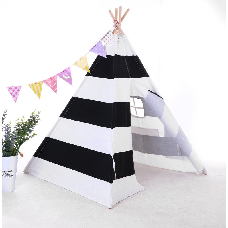 Blue Elephant 121.92cm W x 121.92cm D Indoor Cotton Triangular Play Tent, Black