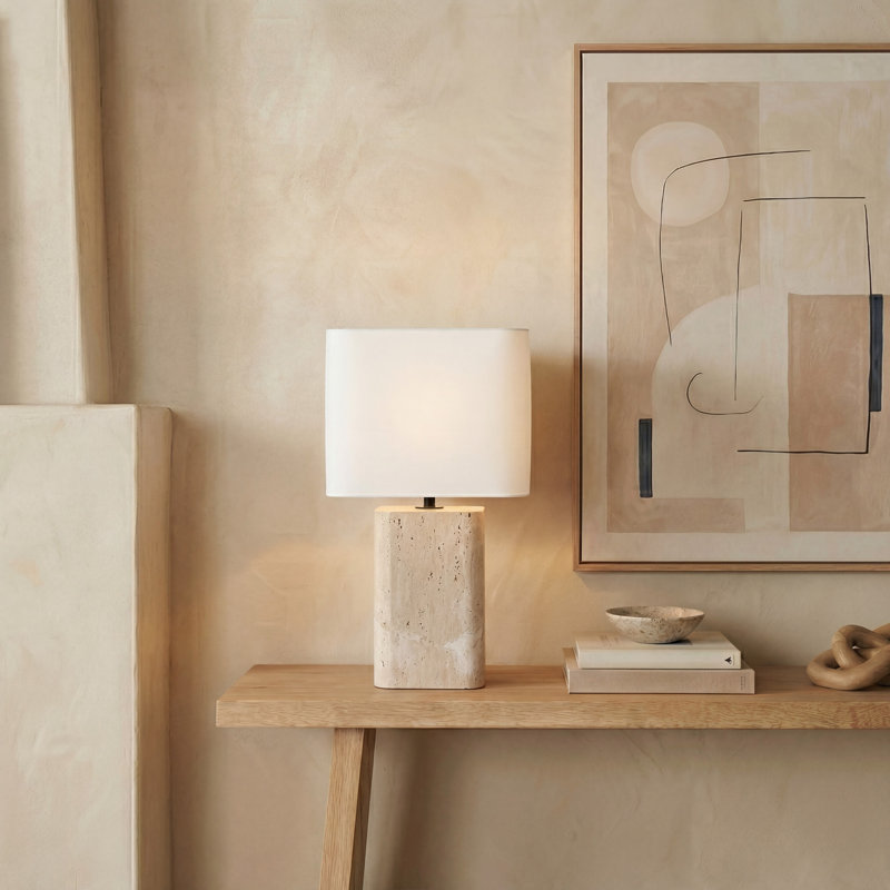 Lisabryna Travertine Table Lamp, Travertine