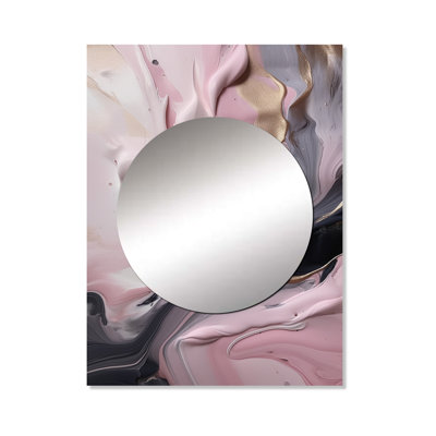 Bold Circles And Marble Fusion V - Abstract Marble Mirror Wall Decor MTMIR60017