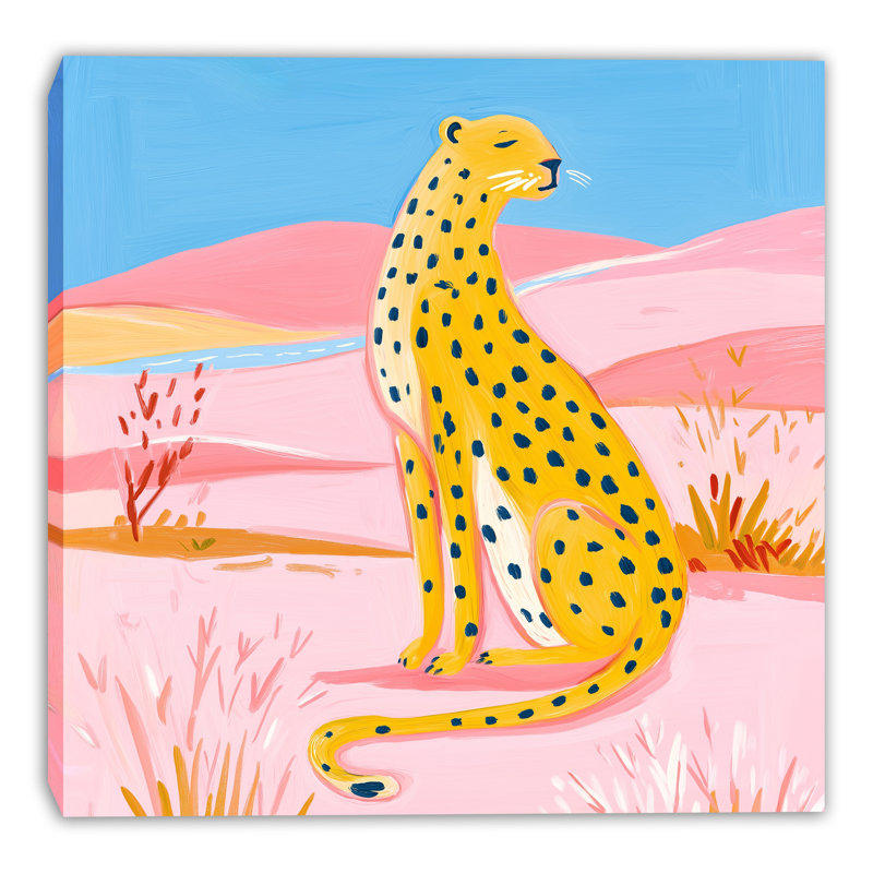 «Golden Leopard Plains», art mural sur toile tendue, L 20 po x H 20 po x P 1,5 po