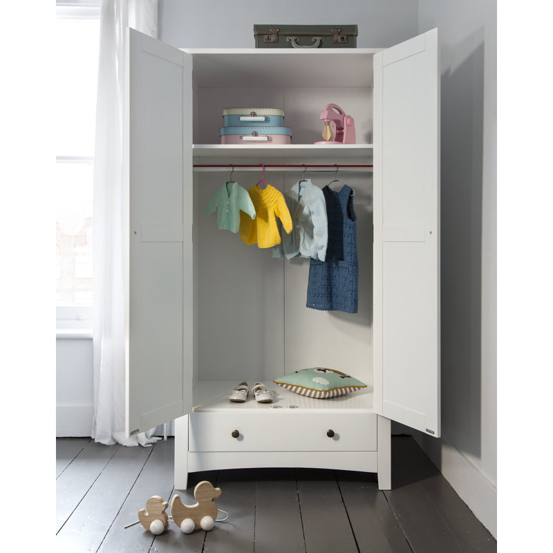 Anubhav 2 Door Solid + Manufactured Wood Wardrobe, White