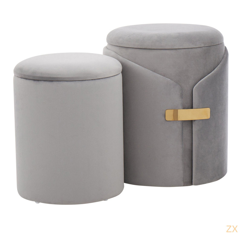 Ensemble de repose-pieds gigognes Dahlia, Gris