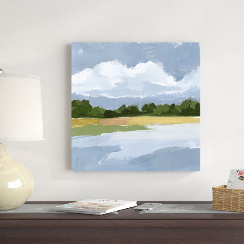 «Lakeside Study IV» par Victoria Barnes - peinture sur toile tendue, H 20 po x l 20 po x P 1,25 po