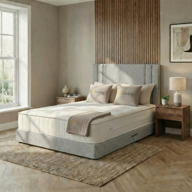 Velora Stone Divan Double Bed, King Size, Stone