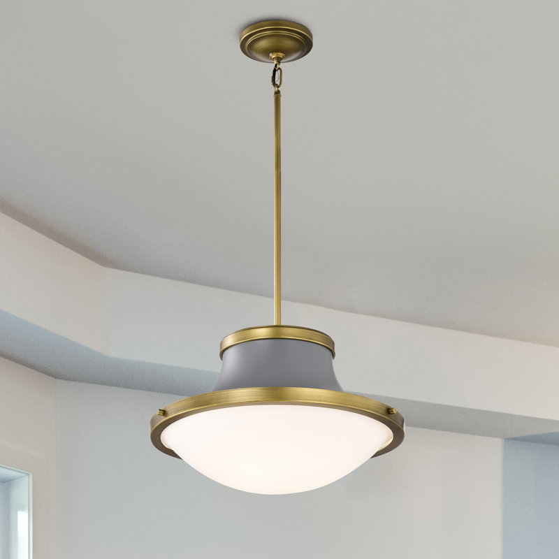 Luminaire suspendu Vanek Schoolhouse, 52.25" H x 18" W x 18" D, Gris mat