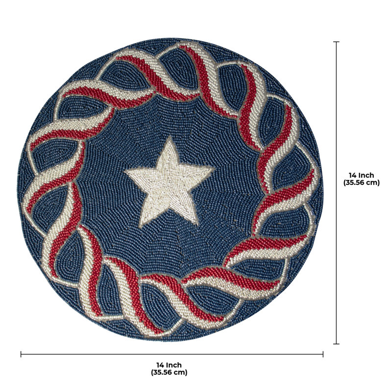 Napperon patriotique rond avec perles USA