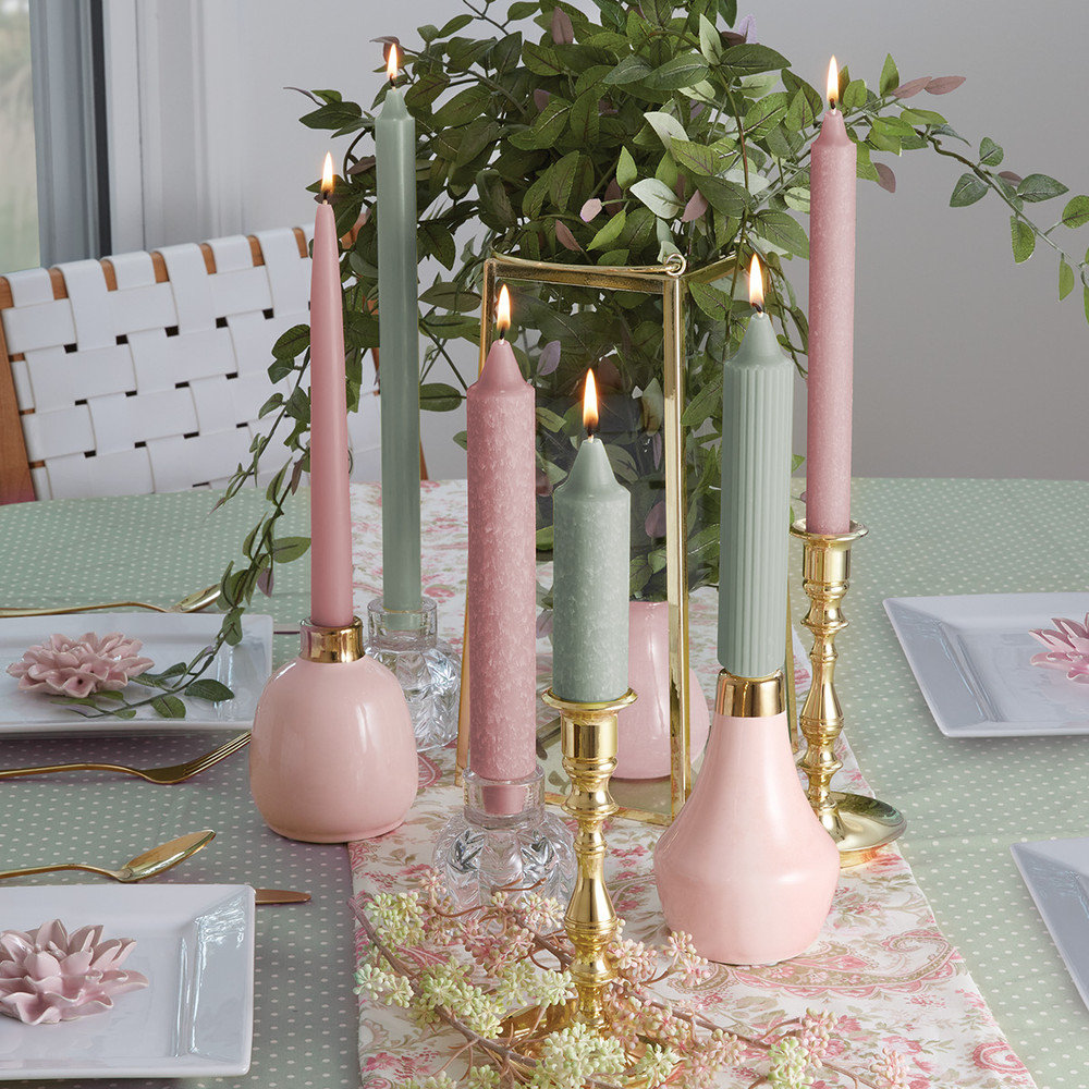 Root Candles Unscented Taper Candle, 12" H x 0.88" W x 0.88" D, Dusty Rose