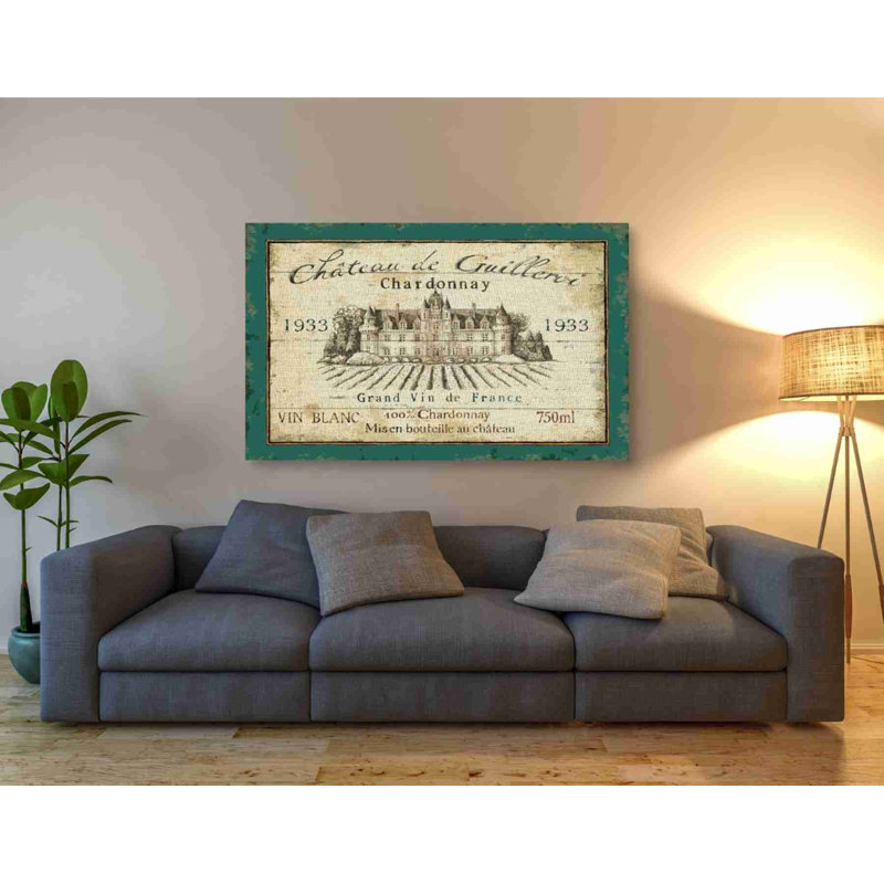 «French Wine Label IV» par Daphne Brissonet, art mural sur toile, H 40 po x l 54 po x P 1,5 po