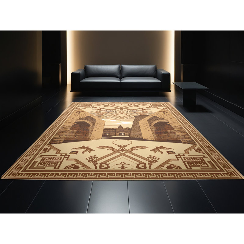 Tapis oriental doux et moelleux de style oriental somerset brun et beige, 2 x 3