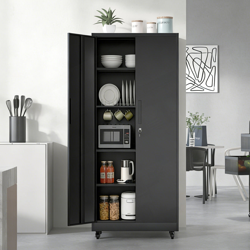 Armoire de rangement robuste en métal avec système de verrouillage et tablettes réglables