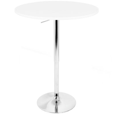 Table de salle à manger ou de bar réglable Pebble Contemporary / Glam en métal doré et bois blanc par Lumisource
