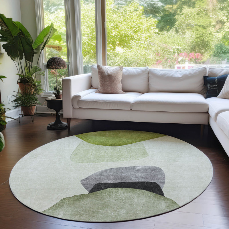 Meilani Abstract Machine Woven Polyester Rug , Round 8'