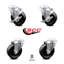 4 Inch Phenolic Wheel Swivel Bolt Hole Caster Set with 2 Brake Service Caster