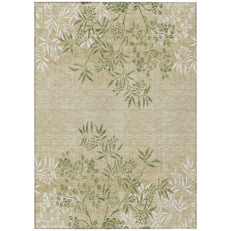 Lac Washable Floral Indoor / Outdoor Rug, Rectangle 8' x 10'