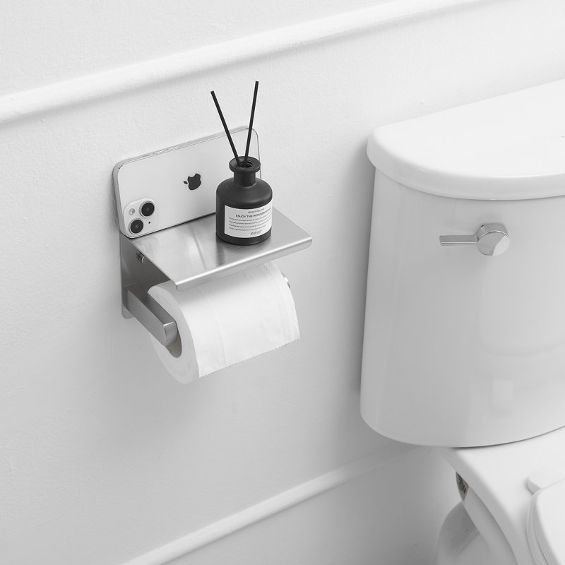 Wall Mounted Toilet Paper Holder, Brushed Nickel