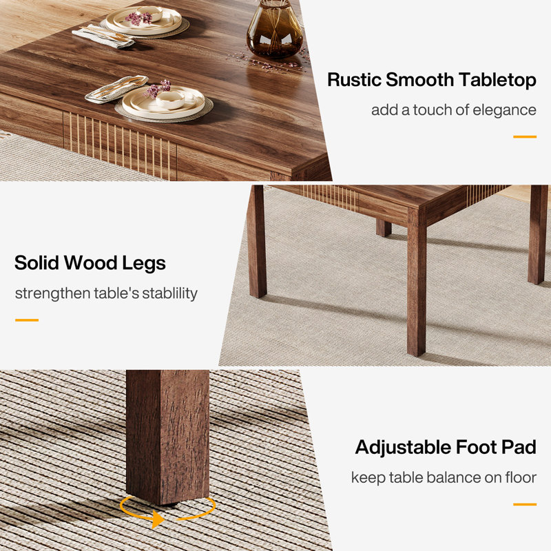 Square Dining Table With 4 Drawers For Kitchen Dining Room