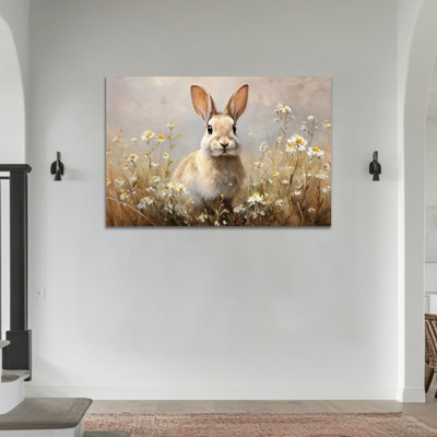 Art mural sur toile de lapin Timuba - Printemps, photos de lapin de Pâques, charmante œuvre d'art pour les amoureux de la nature, cadre en pin sur toile tendue, 20 po x 30 po