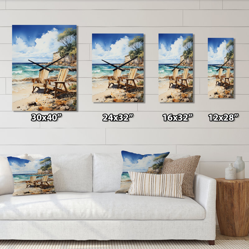 Beach Sandy Serenade III - Horloge murale nautique et de plage, Très grand