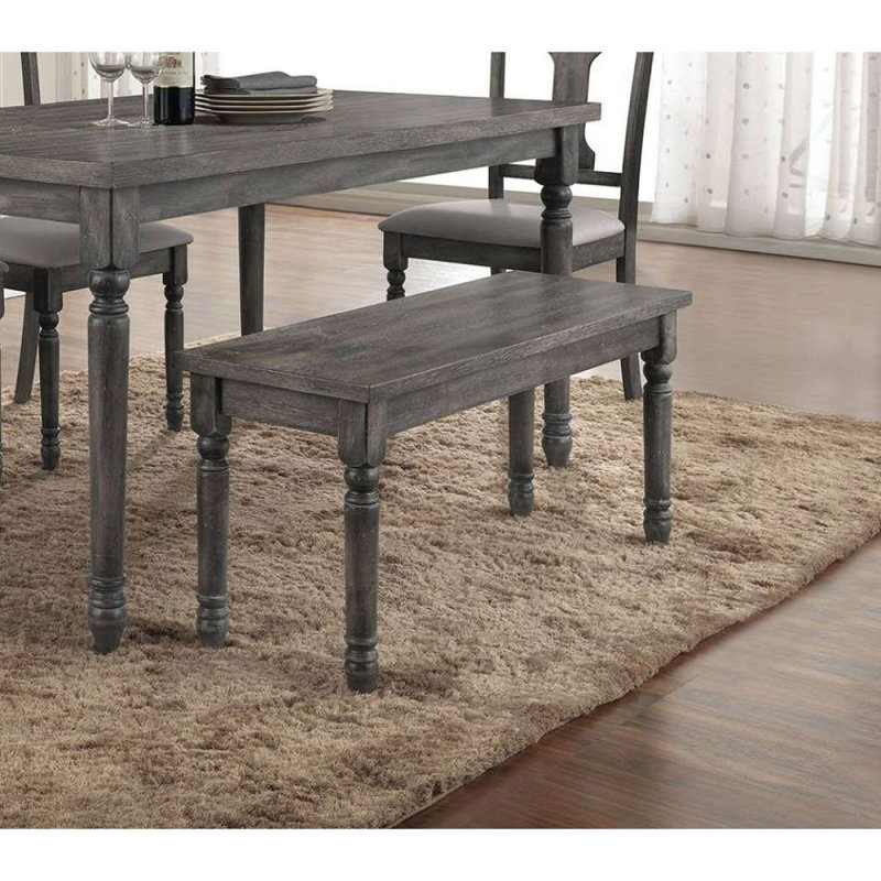 Banc de salle à manger en bois à finition grise 1 pièce, banc de 40 pouces