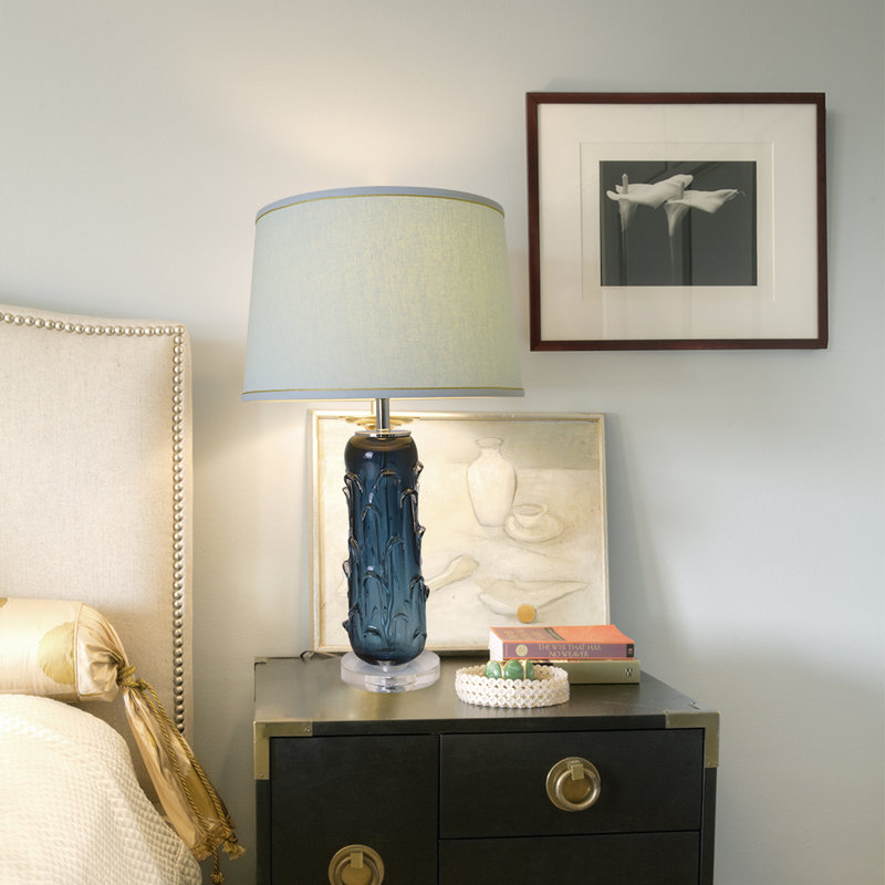 Jinda Glass Table Lamp, White, Blue