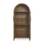 Une armoire de rangement arquée haute avec une lampe, une armoire de rangement en bois de style rétro moderne avec des cloisons en verre réglables, peut être utilisée comme armoire multifonctionnelle dans les cuisines brunes-1798539356