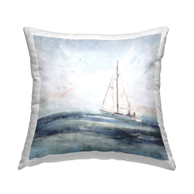 Coussin décoratif à voilure flottante au bord de la mer Tranquil Ocean Design par Nina Blue