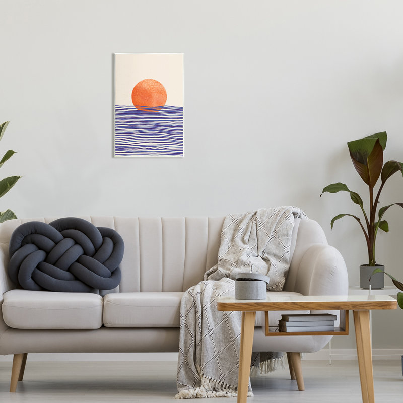 Soleil contemporain, paysage marin - impression, H 19 po x l 13 po x P 0,5 po, Bois