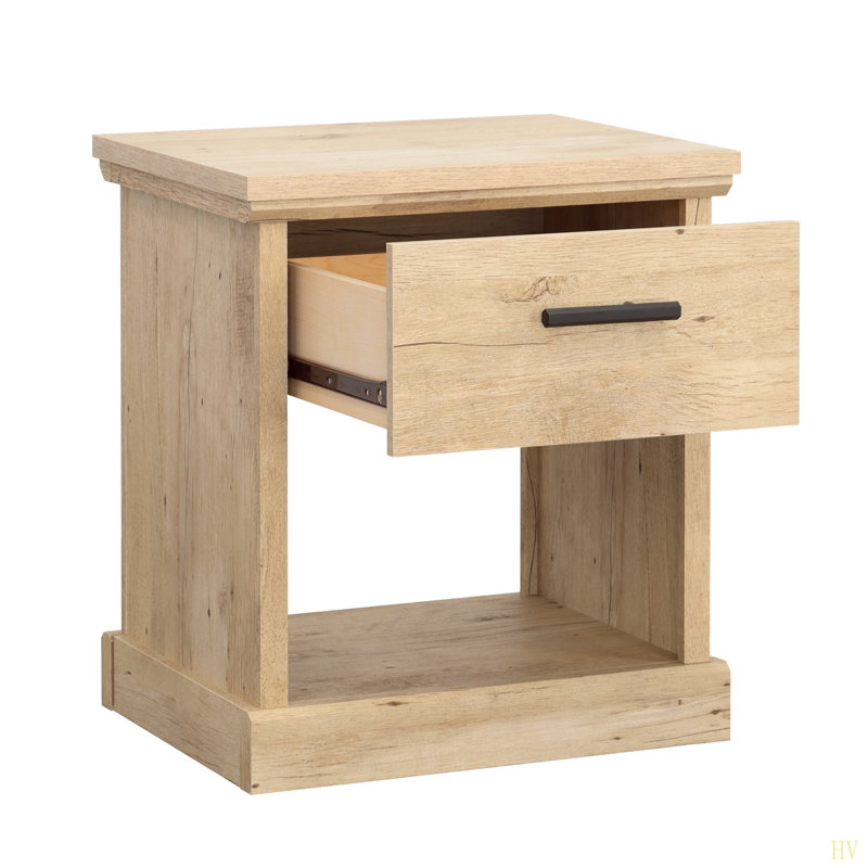 Table de chevet Farmhouse avec tablette ouverte et finition de tiroir lisse