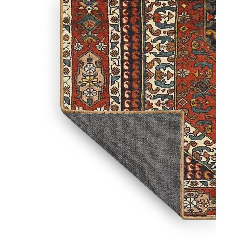 Tapis rouge/vert traditionnel, Rectangle 2 pi x 5 pi