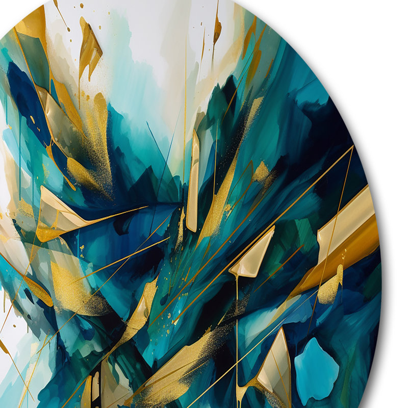 Golden Explosion Triangles VII Abstract Wall Decor on Metal, 16" H x 16" W x 1" D