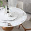 Table de salle à manger 53 po ronde en pierre frittée d'aspect marbre moderne, salle à manger, espace compact avec plateau tournant (4 chaises)-1771660107