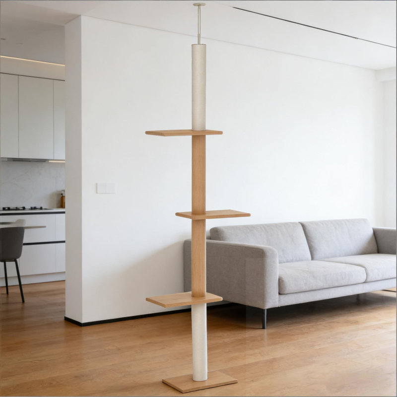 Arbre à chat du sol au plafond, H 102,3 po x l 17 po x P 10,8 po, Marron clair
